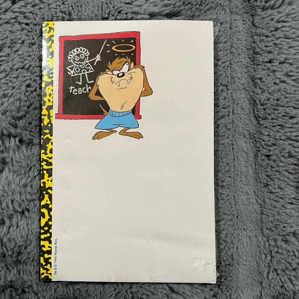 Vintage 1994 Tasmanian Devil Looney Tunes Blackboard Mania Note Pad 50c…‎